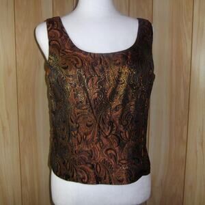 Positive Attitude Vintage Pasiley Brown Scoop Neck Pleated Tank Top 8